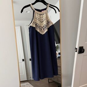 Lilly Pulitzer Navy & Gold Shift Dress